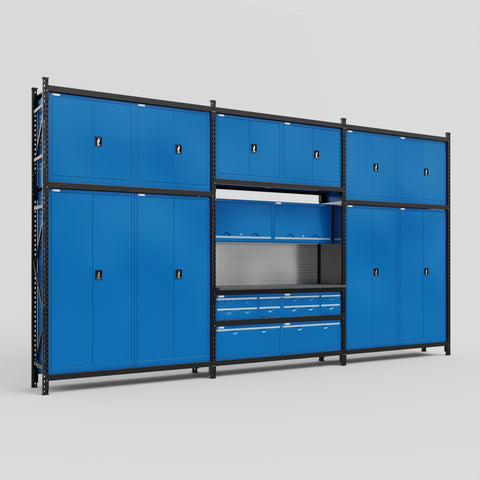 M222 Modular Work Bench - H3100mm x W5640mm | Laminate WBT | Blue