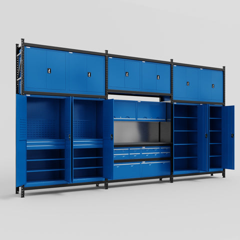 M222 Modular Work Bench - H3100mm x W5640mm | Laminate WBT | Blue