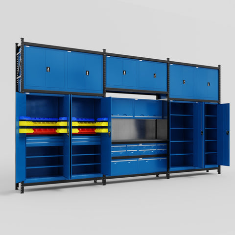 M222 Modular Work Bench - H3100mm x W5640mm | Laminate WBT | Blue