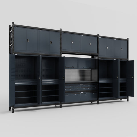 M222 Modular Work Bench - H3100mm x W5640mm | Laminate WBT | Dark Grey