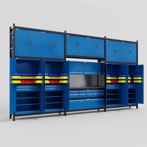 M222 Modular Work Bench - H3100mm x W5640mm | Laminate WBT | Blue