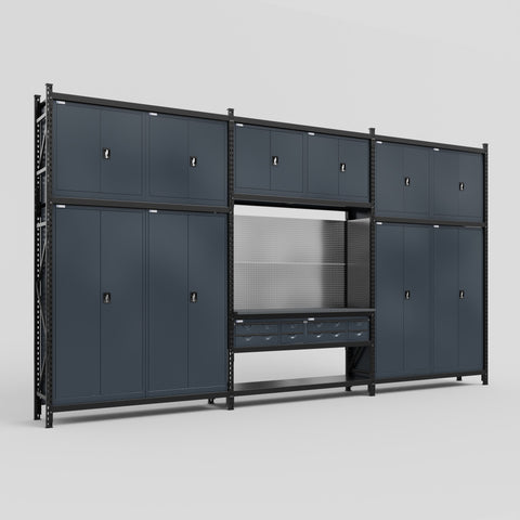 M222 Modular Work Bench - H3100mm x W5640mm | Laminate WBT | Dark Grey