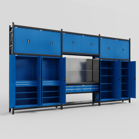 M222 Modular Work Bench - H3100mm x W5640mm | Laminate WBT | Blue