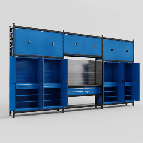 M222 Modular Work Bench - H3100mm x W5640mm | Laminate WBT | Blue