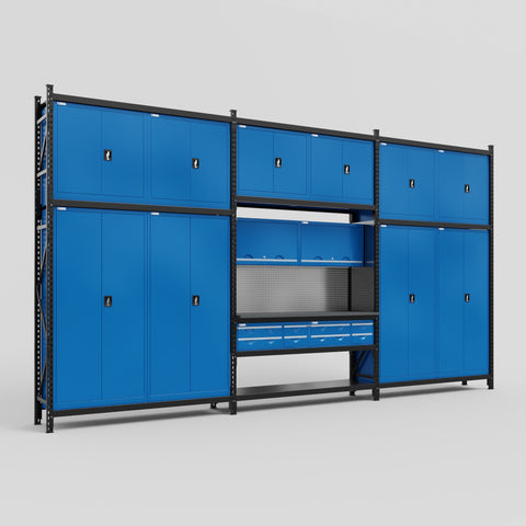 M222 Modular Work Bench - H3100mm x W5640mm | Laminate WBT | Blue