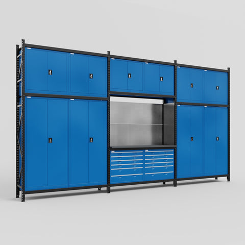 M222 Modular Work Bench - H3100mm x W5640mm | Laminate WBT | Blue