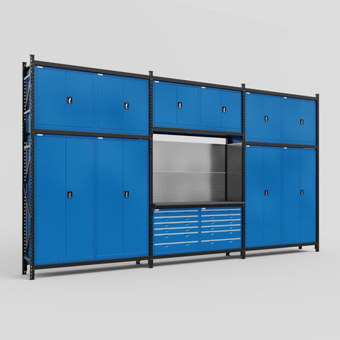 M222 Modular Work Bench - H3100mm x W5640mm | Laminate WBT | Blue