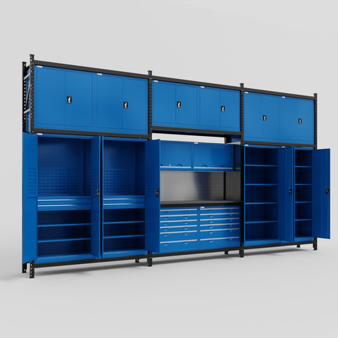M222 Modular Work Bench - H3100mm x W5640mm | Laminate WBT | Blue