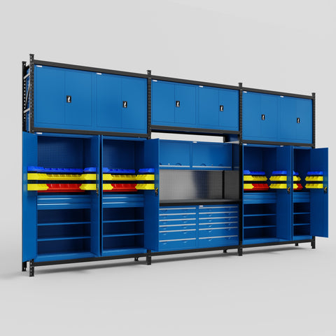 M222 Modular Work Bench - H3100mm x W5640mm | Laminate WBT | Blue