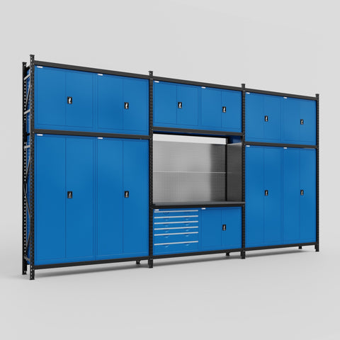 M222-3C Modular Work Bench - H3100mm x W5640mm | Laminate WBT | Blue