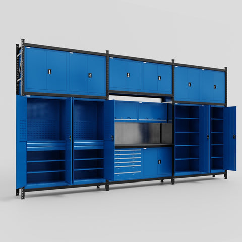 M222-3C Modular Work Bench - H3100mm x W5640mm | Laminate WBT | Blue