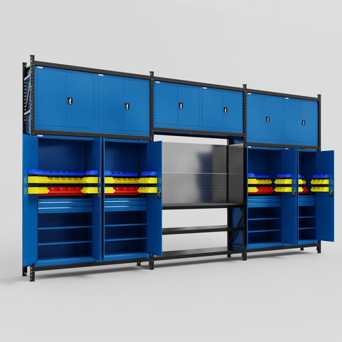 M222 Modular Work Bench - H3100mm x W5640mm | Laminate WBT | Blue