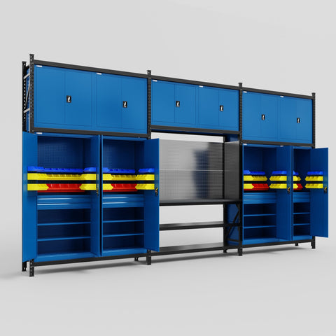 M222 Modular Work Bench - H3100mm x W5640mm | Laminate WBT | Blue