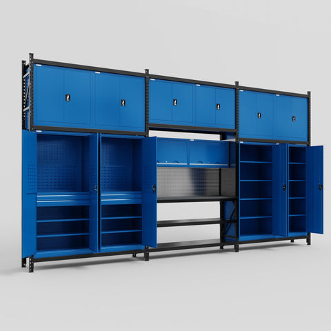 M222 Modular Work Bench - H3100mm x W5640mm | Laminate WBT | Blue