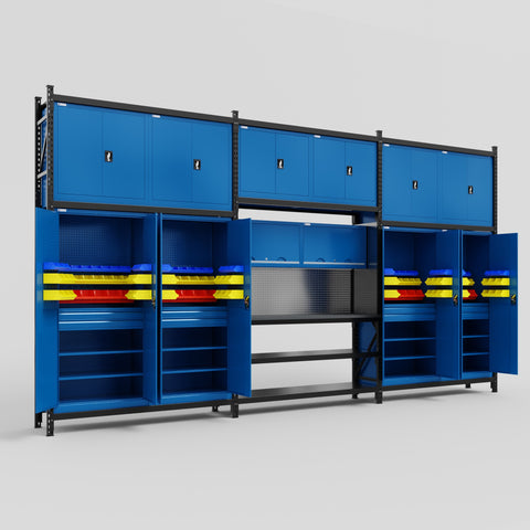 M222 Modular Work Bench - H3100mm x W5640mm | Laminate WBT | Blue