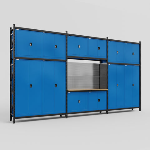 M222 Modular Work Bench - H3100mm x W5640mm | MDF WBT | Blue