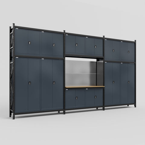 M222 Modular Work Bench - H3100mm x W5640mm | MDF WBT | Dark Grey