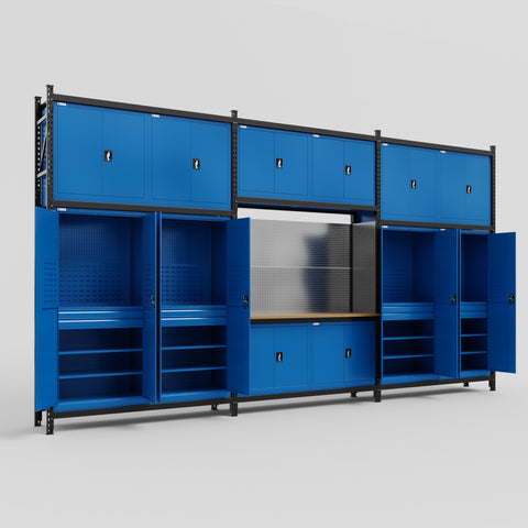 M222 Modular Work Bench - H3100mm x W5640mm | MDF WBT | Blue