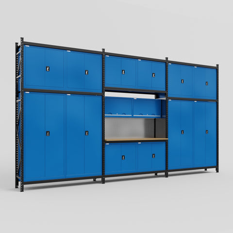M222 Modular Work Bench - H3100mm x W5640mm | MDF WBT | Blue