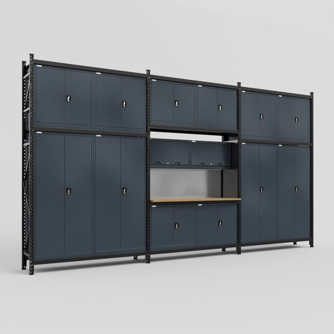 M222 Modular Work Bench - H3100mm x W5640mm | MDF WBT | Dark Grey