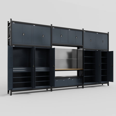 M222 Modular Work Bench - H3100mm x W5640mm | MDF WBT | Dark Grey