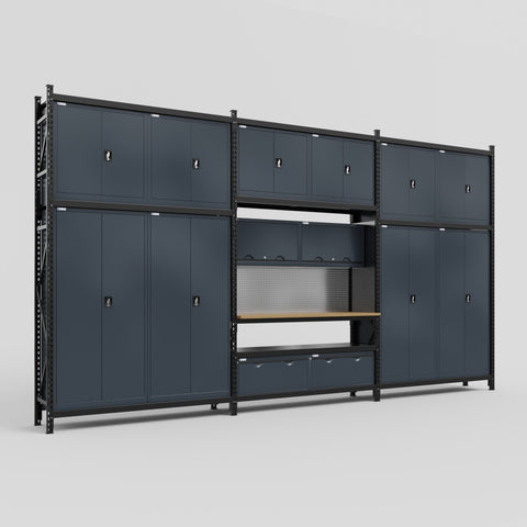 M222 Modular Work Bench - H3100mm x W5640mm | MDF WBT | Dark Grey