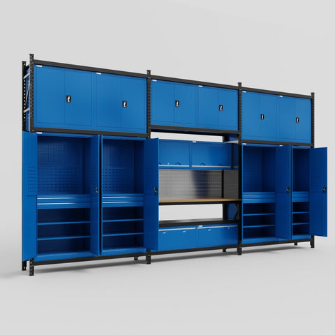M222 Modular Work Bench - H3100mm x W5640mm | MDF WBT | Blue