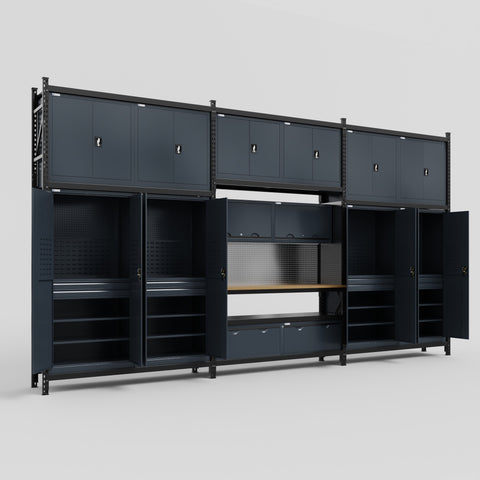 M222 Modular Work Bench - H3100mm x W5640mm | MDF WBT | Dark Grey