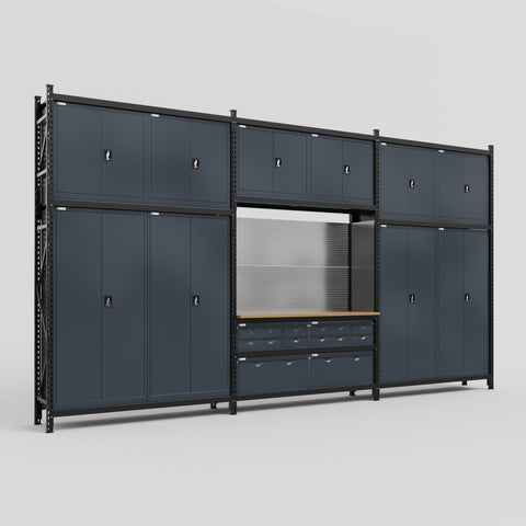 M222 Modular Work Bench - H3100mm x W5640mm | MDF WBT | Dark Grey