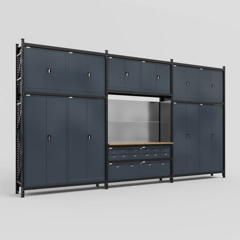 M222 Modular Work Bench - H3100mm x W5640mm | MDF WBT | Dark Grey