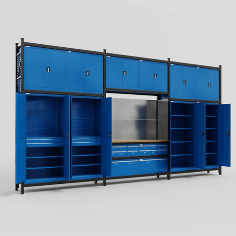 M222 Modular Work Bench - H3100mm x W5640mm | MDF WBT | Blue