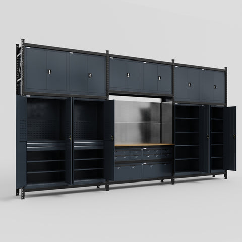 M222 Modular Work Bench - H3100mm x W5640mm | MDF WBT | Dark Grey