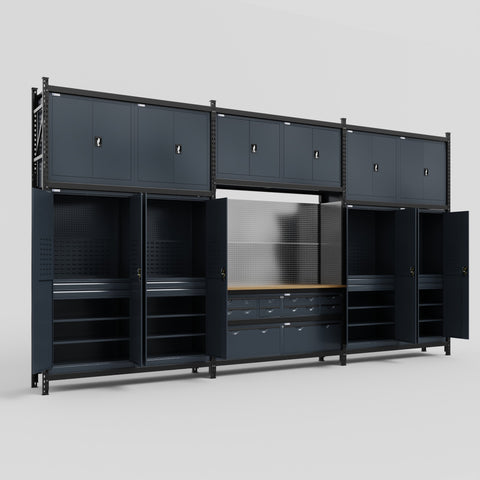 M222 Modular Work Bench - H3100mm x W5640mm | MDF WBT | Dark Grey