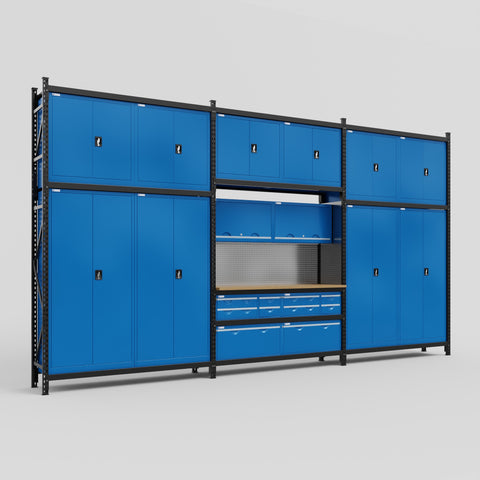 M222 Modular Work Bench - H3100mm x W5640mm | MDF WBT | Blue