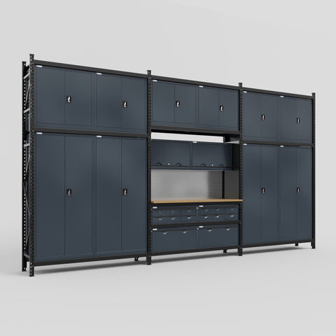 M222 Modular Work Bench - H3100mm x W5640mm | MDF WBT | Dark Grey