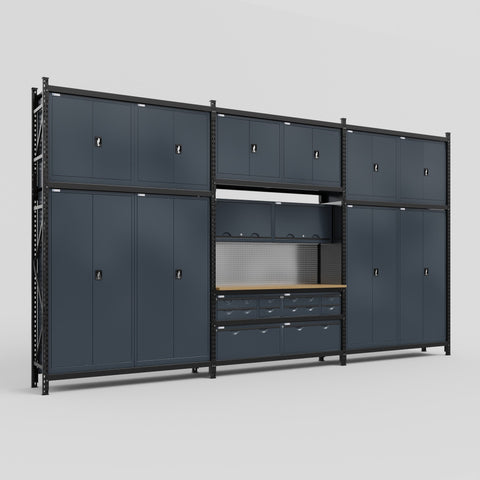 M222 Modular Work Bench - H3100mm x W5640mm | MDF WBT | Dark Grey