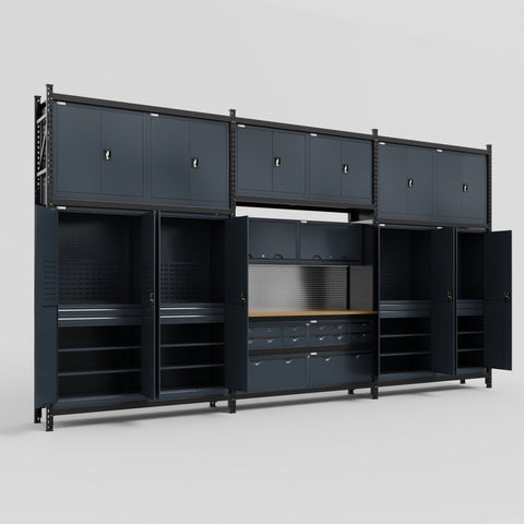 M222 Modular Work Bench - H3100mm x W5640mm | MDF WBT | Dark Grey