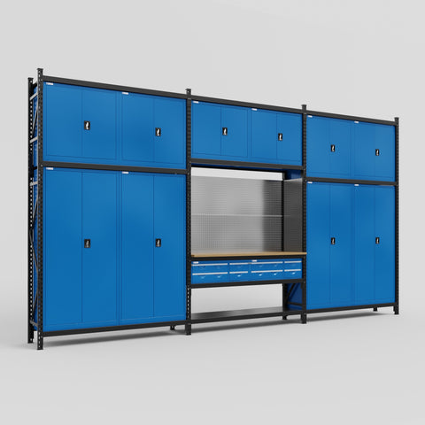 M222 Modular Work Bench - H3100mm x W5640mm | MDF WBT | Blue
