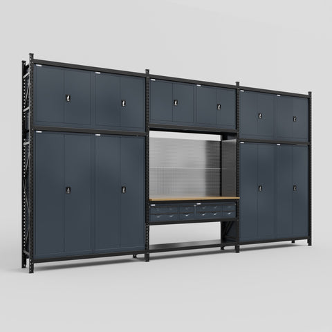 M222 Modular Work Bench - H3100mm x W5640mm | MDF WBT | Dark Grey