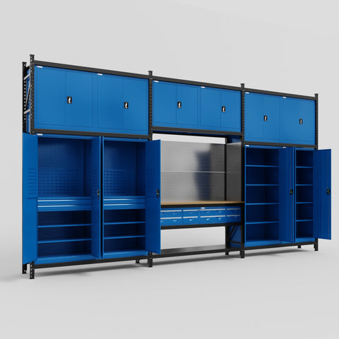 M222 Modular Work Bench - H3100mm x W5640mm | MDF WBT | Blue