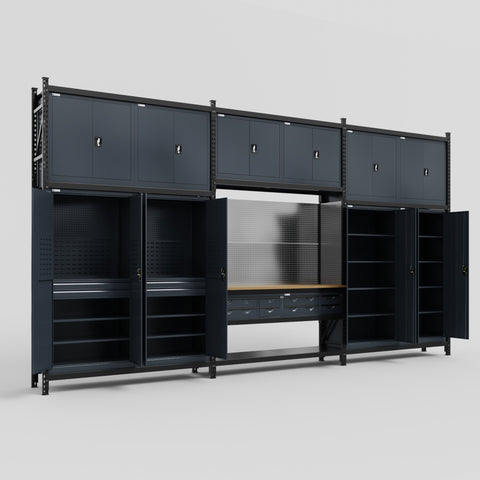 M222 Modular Work Bench - H3100mm x W5640mm | MDF WBT | Dark Grey
