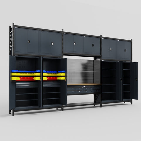 M222 Modular Work Bench - H3100mm x W5640mm | MDF WBT | Dark Grey