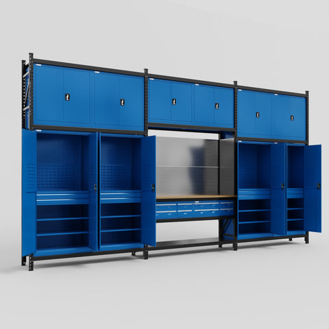 M222 Modular Work Bench - H3100mm x W5640mm | MDF WBT | Blue