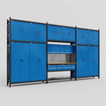 M222 Modular Work Bench - H3100mm x W5640mm | MDF WBT | Blue