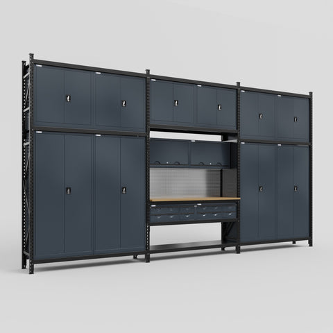 M222 Modular Work Bench - H3100mm x W5640mm | MDF WBT | Dark Grey