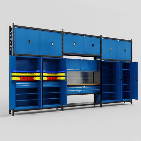 M222 Modular Work Bench - H3100mm x W5640mm | MDF WBT | Blue