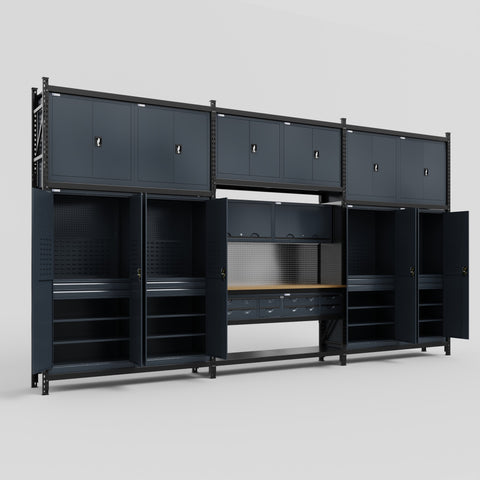 M222 Modular Work Bench - H3100mm x W5640mm | MDF WBT | Dark Grey