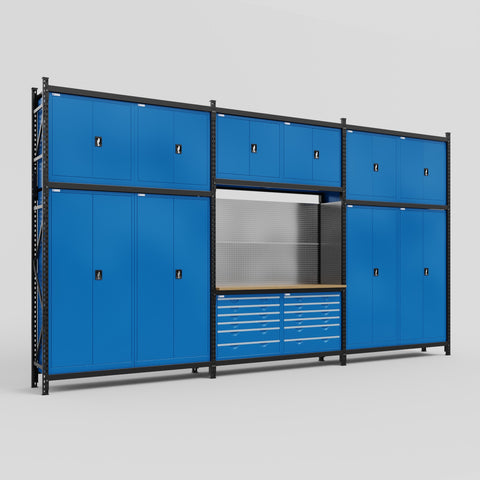 M222 Modular Work Bench - H3100mm x W5640mm | MDF WBT | Blue