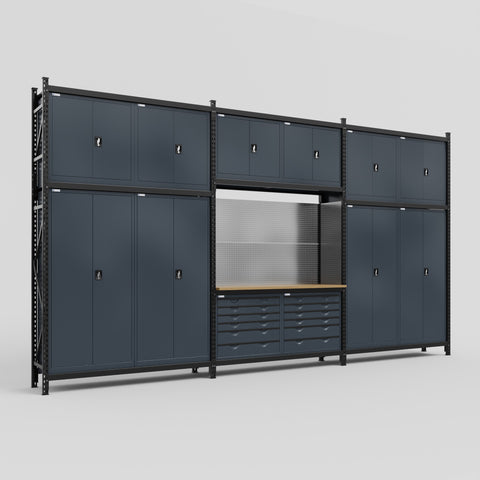 M222 Modular Work Bench - H3100mm x W5640mm | MDF WBT | Dark Grey