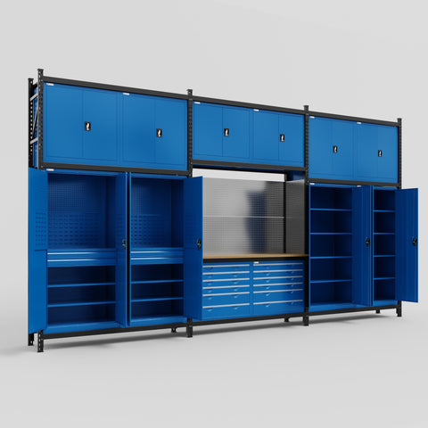 M222 Modular Work Bench - H3100mm x W5640mm | MDF WBT | Blue